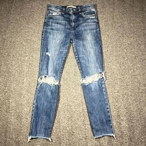 Joe's Jeans The Charlie High Rise Skinny Ankle Blue Jeans Size 27 Distress READ